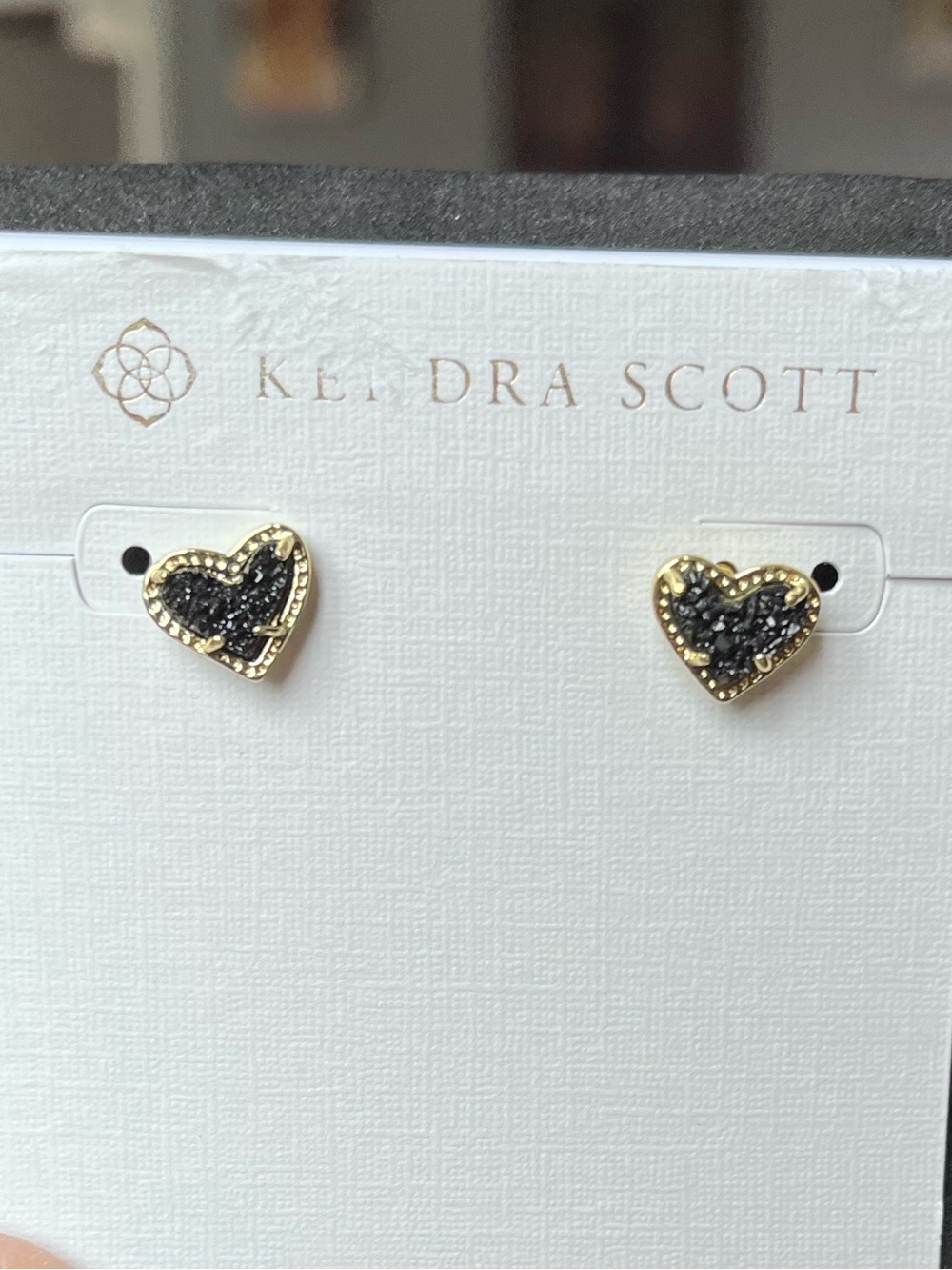 Kendra Scott Gold Heart Druzy Stud Earrings - Black